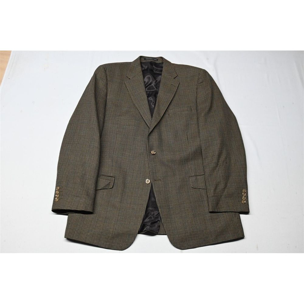 S Cohen 46l Western Brown Houndstooth 100% Wool Mens Blazer Sport Coat Jacket